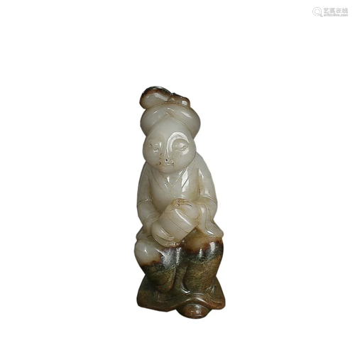 HETIAN JADE FIGURE OF MAIDEN