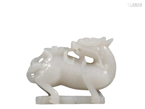 HETIAN WHITE JADE 'QILIN' ORNAMENT