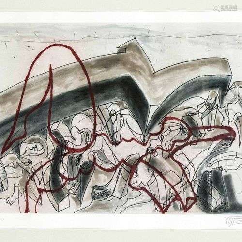 Wolf Vostell (1932-1998), color etching with aquatint, signe...