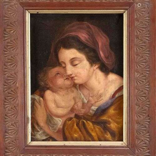 Devotional picture of the 19th century, Madonna with the Chr...