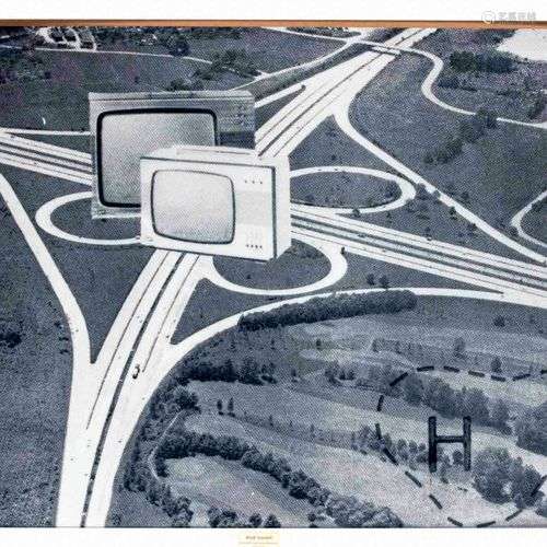 Wolf Vostell (1932-1998), Fernseher auf Autobahnkreuz, serig...