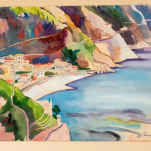 Edward Barnard Lintott (1875-1951), Amalfi Coast, aquarelle ...
