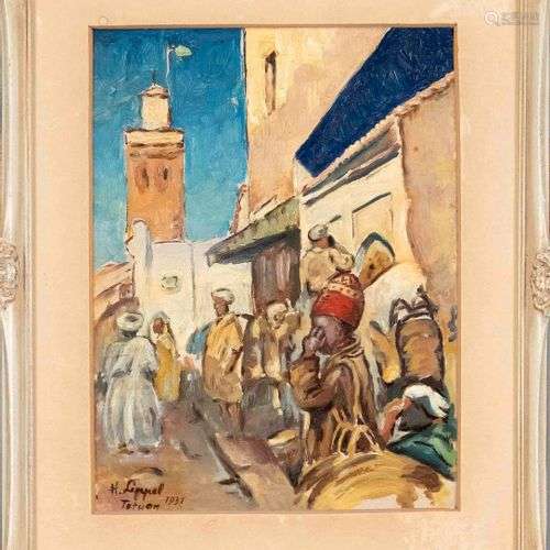 H. Lippel, 1st half 20th c., street scene in Tetouan/Morocco...