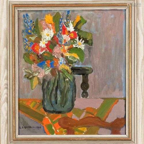 L. Logerman, Swedish painter mid-20th century, flower still ...