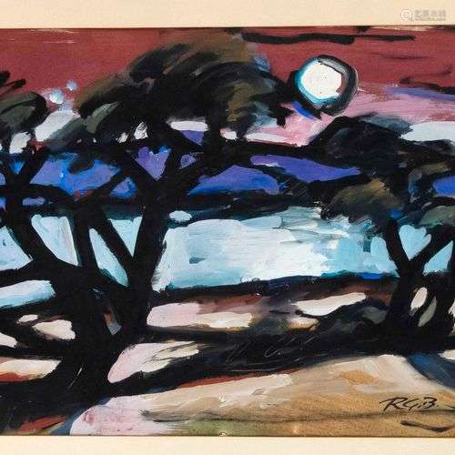 Monogramist RG.B, mid-20th century, expressive landscape at ...