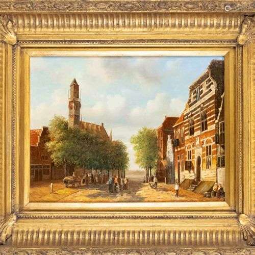 Anonymous Dutch painter 2nd half of 20th century, city view,...