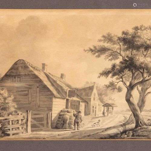 Dutch artist of the 19th century, country life, ink brush pa...