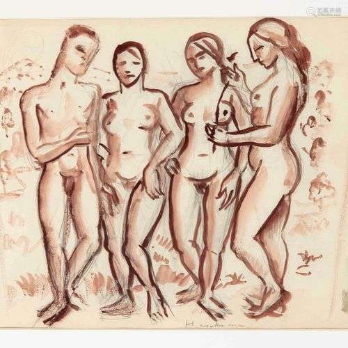 signed Hauptmann, mid-20th century, one male and three femal...