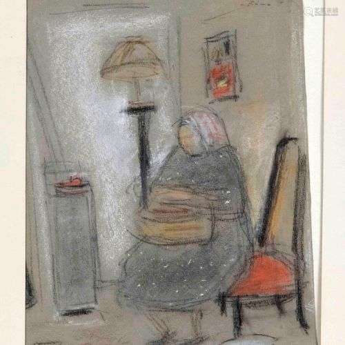 Ödön Marffy (1878-1959) (attrib.), Interior with fat woman o...