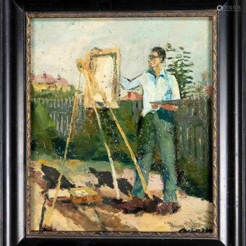 Unidentified painter 1st half 20th century, painter at easel...