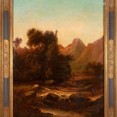 H. Salvatore, Ital. Painter late 19th century, large alpine ...