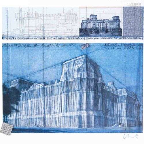 Christo (1935-2020), ''Wrapped Reichtag'', color offset lith...