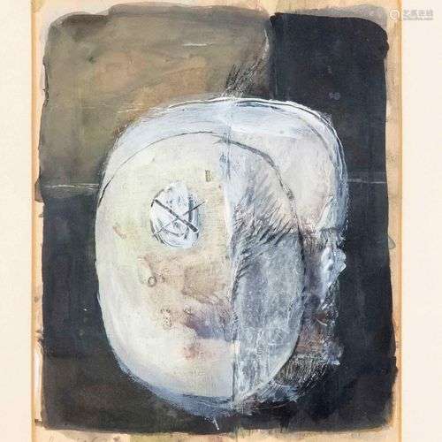 Klaus Beck, Düsseldorf artist c. 1960, ''Head'', gouache and...