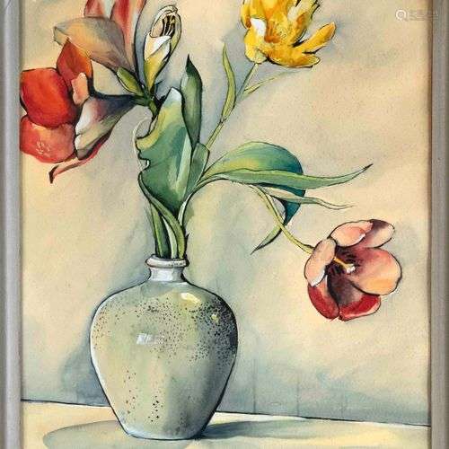 Flower painter mid-20th century, floral still life, watercol...