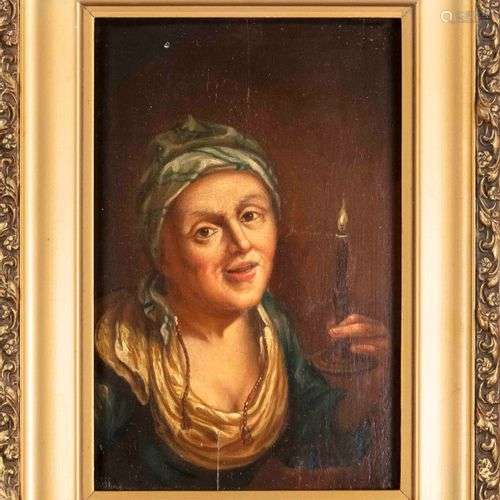 Anonymous genre painter of the 19th century, woman with cand...