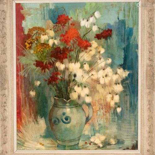 Bernd Funke (1902-1988), Flower still life, oil on hardboard...