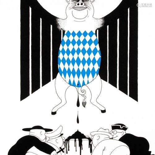 Rainer Hachfeld (*1939), silkscreen from the Strauß folder, ...