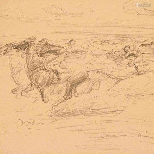 Otto Dill (1884-1957), Horse Racing, chalk lithograph on cre...