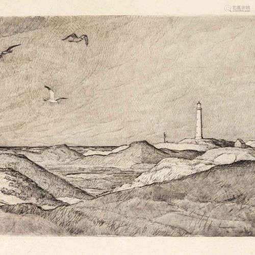 Otto Heinrich Engel (1866-1949), Coastal scene with seagulls...