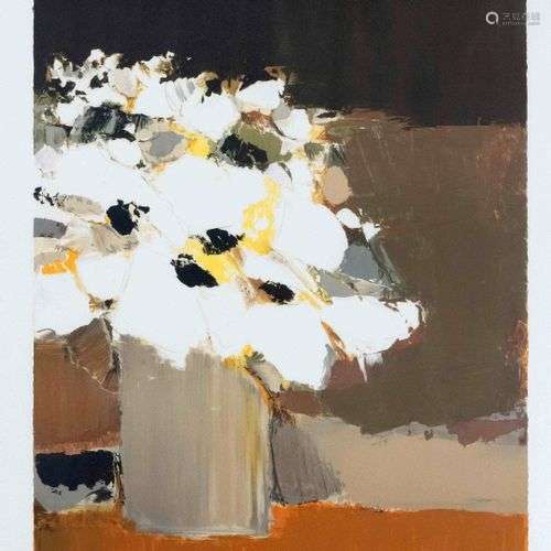 Pierre Doutreleau (*1938), white bouquet, color lithograph, ...