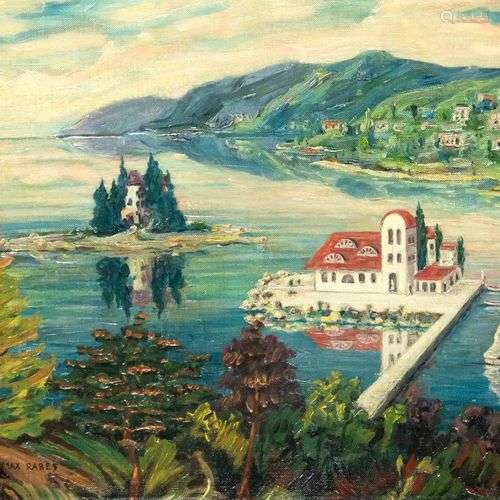 Max Rabes (1868-1944), ''Monastery Island of Corfu'', oil on...