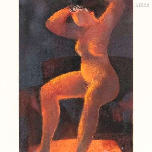 Georges Ploquin (*1937), seated female nude, color chalk on ...