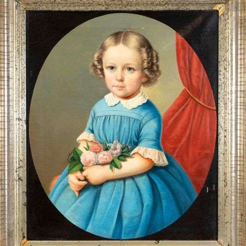 Anonymous portrait painter c. 1855, child portrait of Emma F...
