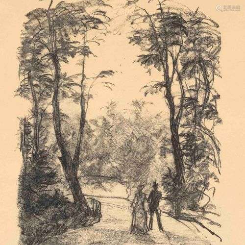 Hans Meid (1883-1957), Stroller in the Tiergarten, lithograp...