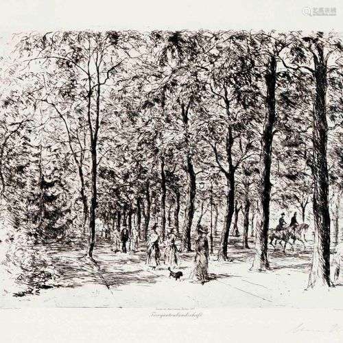 Hans Meid (1883-1957), Tiergartenlandschaft, etching, 1917/1...