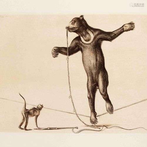 Richard Müller (1874-1954), Bear and Monkey, etching, posthu...