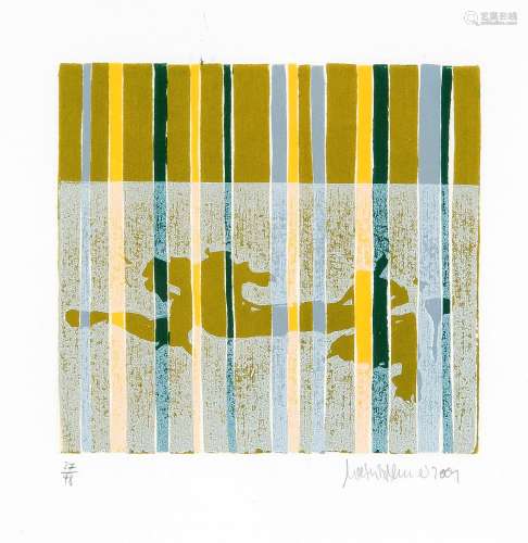 Unidentified contemporary artist, two graphics with abstract...