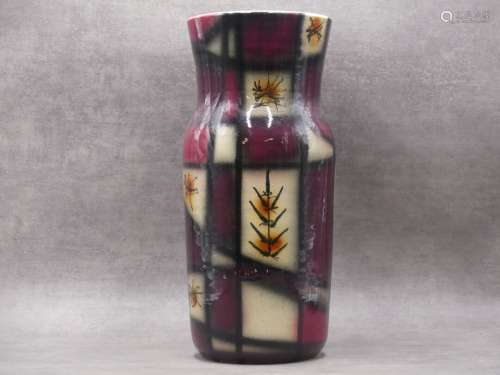 ACCOLAY. Vase en céramique polychrome. Hauteur : 44 cm