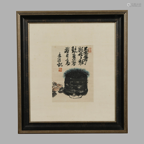 WU CHANGSAO FRAMED CAMELLIA PAINTING