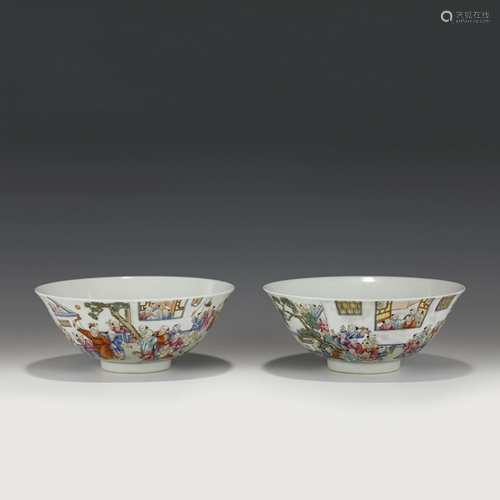 JIAQING FAMILLE ROSE FLORI PORCELAIN BOWLS