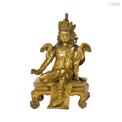 QING GILT BRONZE BUDDHA, KING SONGTSEN GAMPO