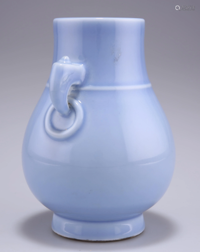 A CHINESE MONOCHROME LAVENDER-BLUE GLAZED PORCELAIN