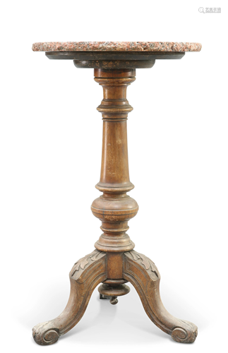 A 19TH CENTURY ROSEWOOD TRIPOD TABLE, the later