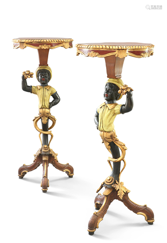 A PAIR OF FIGURAL TORCHÉRES, each modelled as a