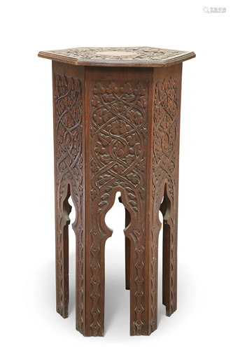 A MOORISH CARVED HARDWOOD OCCASIONAL TABLE, …