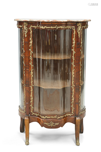 A LOUIS XV STYLE GILT-METAL MOUNTED AND MARBLE-TOPPED