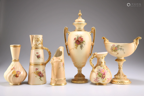 A GROUP OF ROYAL WORCESTER BLUSH IVORY, comprisi…