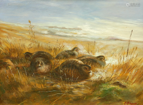 ENGLISH SCHOOL, PARTRIDGE ON A MOOR, signed lower