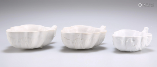 THREE ITALIAN PORCELAIN BUTTER BOATS, PROBABLY DOCCIA,