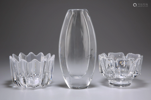 THREE PIECES OF ORREFORS STUDIO GLASS, comprising