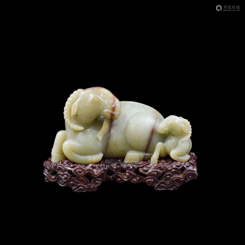 YELLOW JADE SHEEP ON STAND