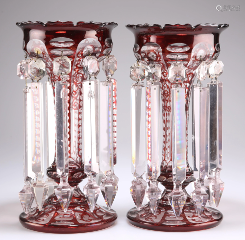 A PAIR OF BOHEMIAN GLASS LUSTRES, LATE 19TH CENTURY, of