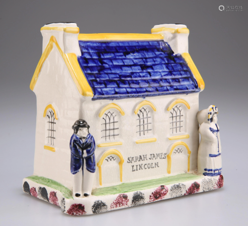 A 19TH CENTURY STAFFORDSHIRE POTTERY CHAPEL M…