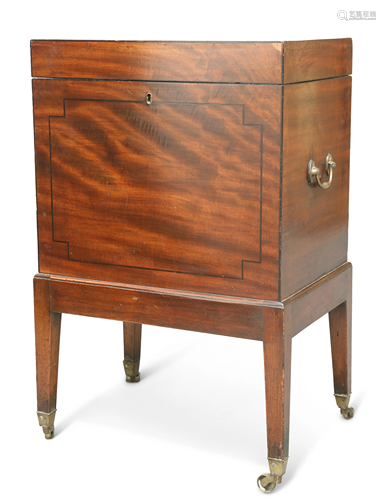 A GEORGE III MAHOGANY CELLARETTE, rectangular with