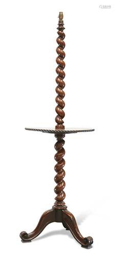 A 19TH CENTURY ROSEWOOD STANDARD LAMP, the boldly