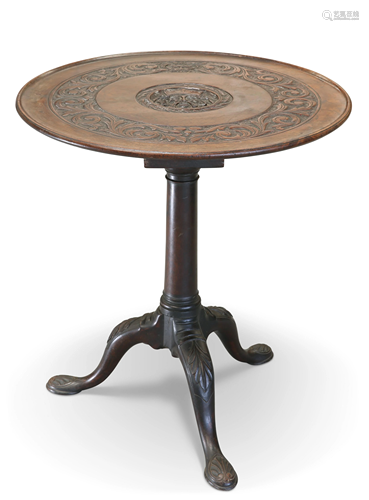 AN 18TH CENTURY MAHOGANY TILT-TOP TRIPOD TABLE, …